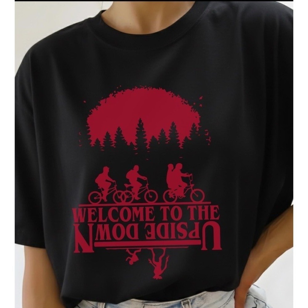 STRANGER THINGS BLACK T Shirt‎ Welcome To The Upside Down Unisex Adult 3XL